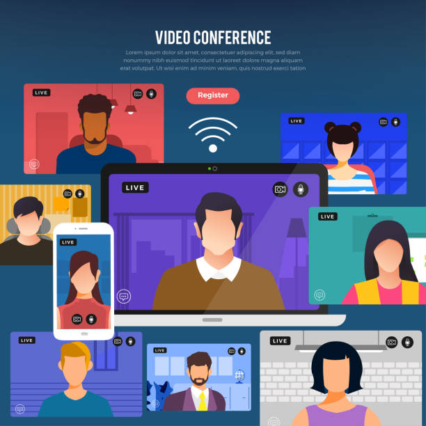 Computer Video Conferencing Graphics 1,000+ Video Conference Office Background Stock Illustrations, Royalty ...