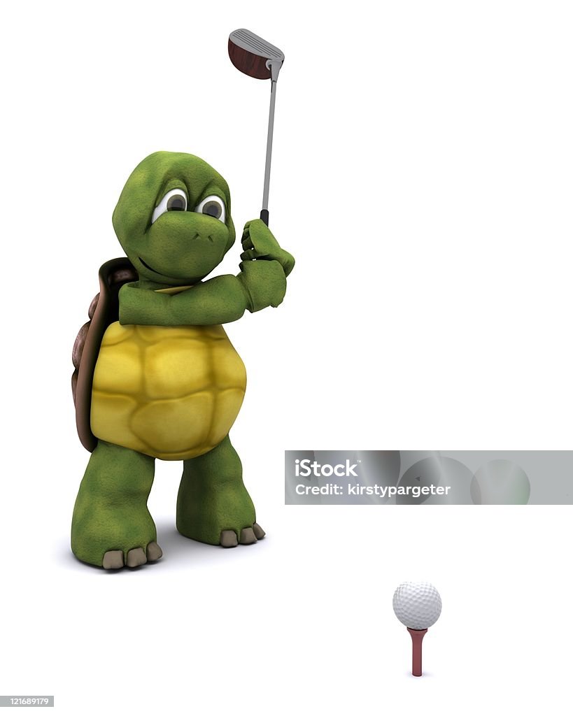 Schildkröte spielen golf - Lizenzfrei Farbbild Stock-Foto