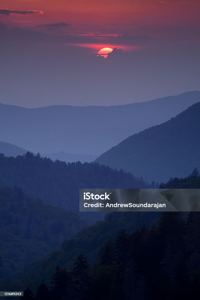 Classic Smoky Mountain Sunset  Appalachia Stock Photo