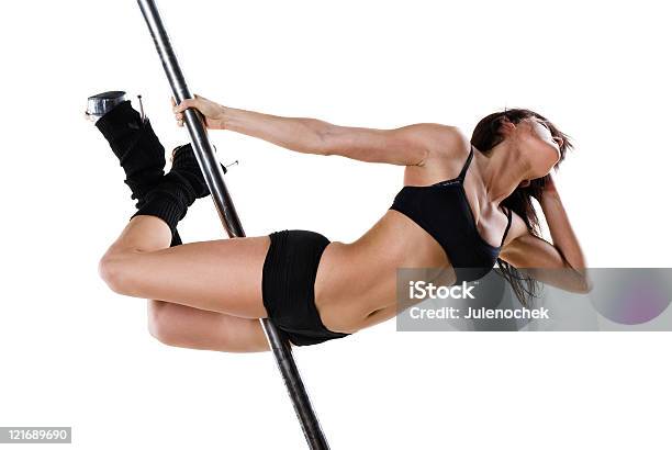 Young Sexy Pole Dance Woman Stock Photo - Download Image Now - Adult, Beautiful People, Brown Hair