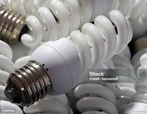 Compact Fluorescent Lightbulbs Stock Photo - Download Image Now - Backgrounds, Color Image, Electric Lamp