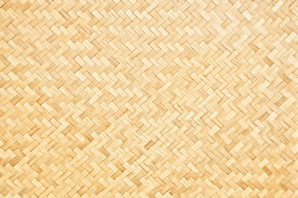 motivo in bambù intrecciato artigianale per sfondo e decorativo. - wicker textured bamboo brown foto e immagini stock
