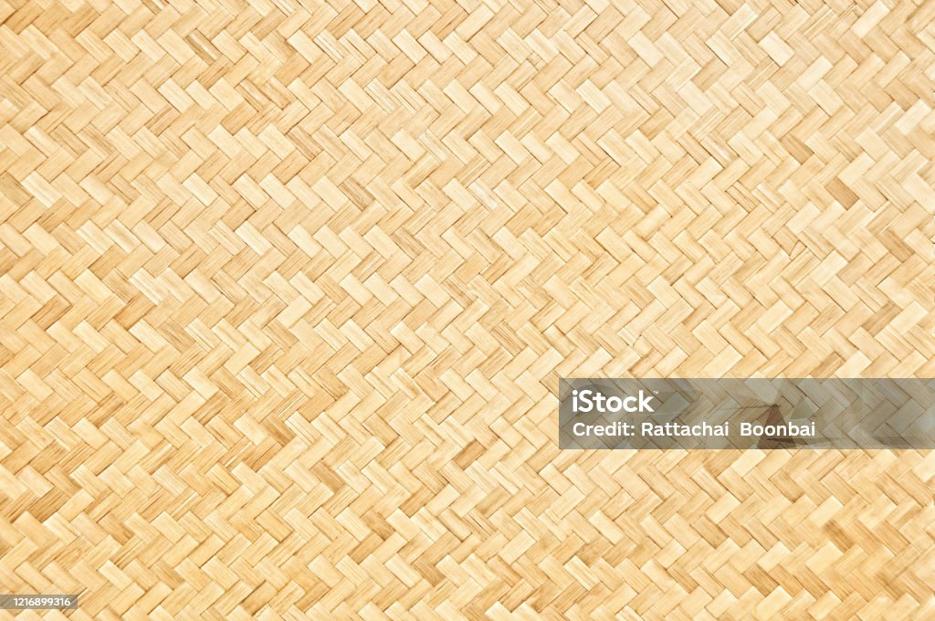 Handcraft woven bamboo pattern for background and decorative. Straw Stock Photo
