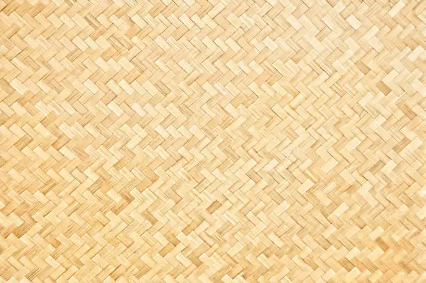 Photo of Handcraft woven bamboo pattern for background and decorative.