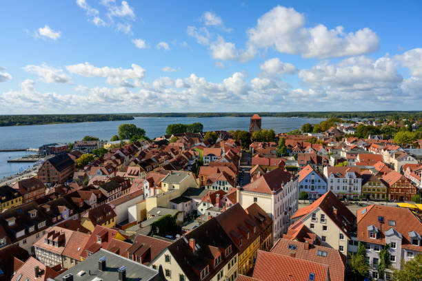 View from above of the town Waren "Mueritz" at the Mecklenburg Lake District View from above of the town Waren "Mueritz" at the Mecklenburg Lake District muritz national park photos stock pictures, royalty-free photos & images
