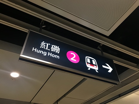 A Hung Hom, señalizaciones en la estación Tsim Sha Tsui East West Rail Hong Kong MTR photo