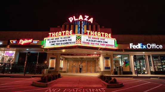 San Antonio, Texas, USA – May 9, 2023: The marquee of the Majestic Theater located in downtown San Antonio, Texas.