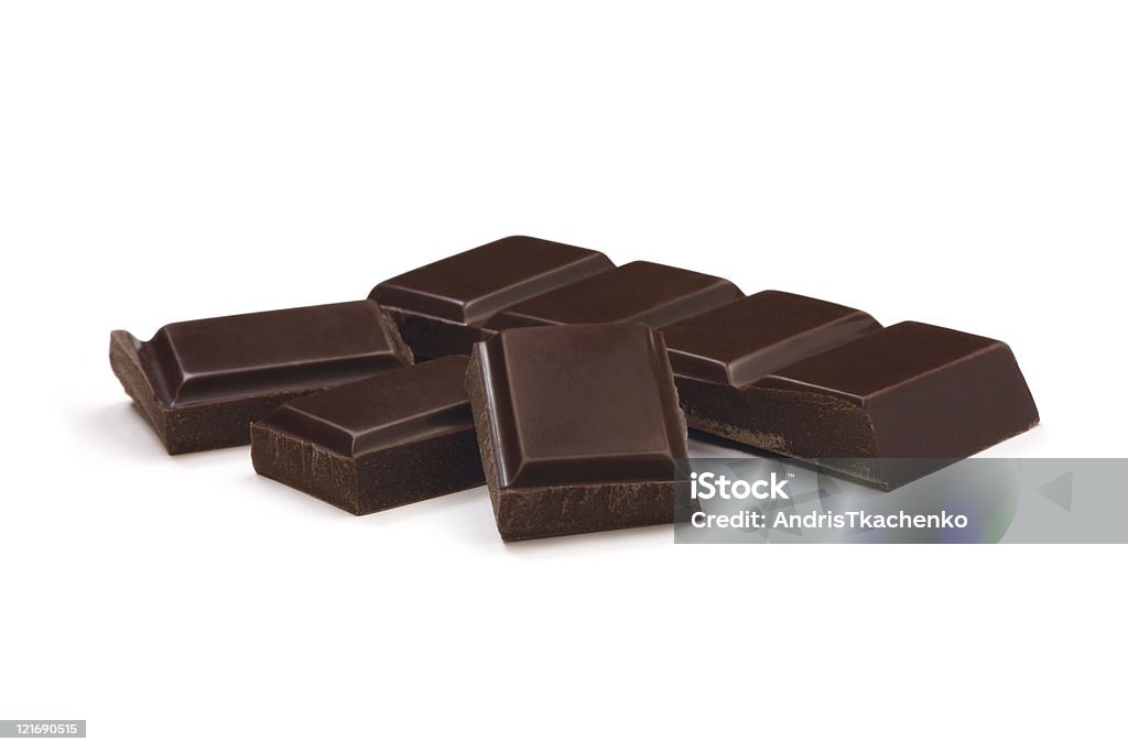 Barra de Chocolate e pedaços de - Foto de stock de Alimentação Não-saudável royalty-free