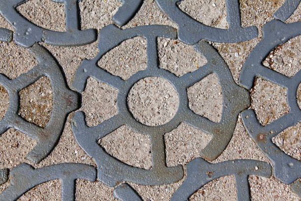 Fragment of cast iron roadway in Kronstadt, Russia