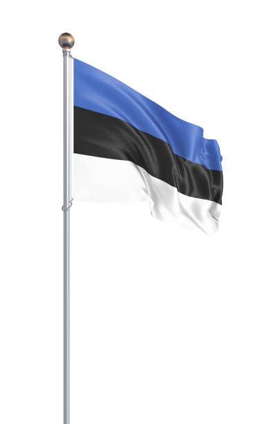 istock 3D illustration. Realistic Waving flag. Isolated on white background.Estonia. 1216907860