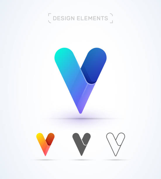 ilustraciones, imágenes clip art, dibujos animados e iconos de stock de plantilla de diseño de logotipo de carta abstracta de origami vectorial v. icono de la aplicación - letra v