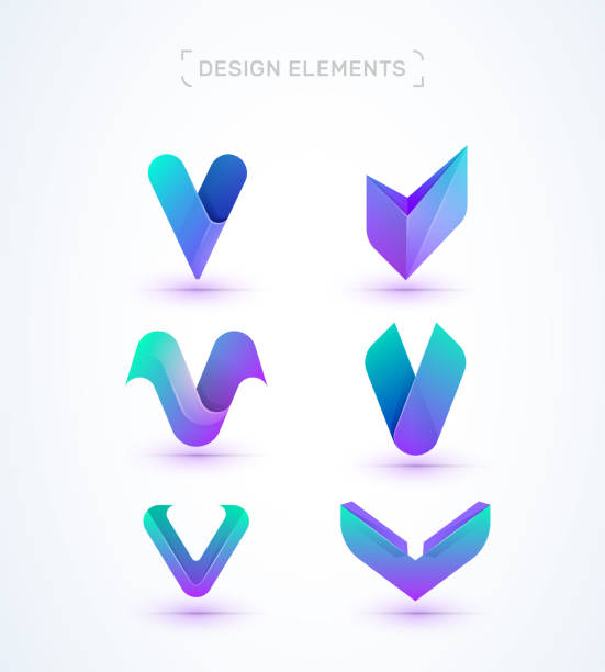 ilustraciones, imágenes clip art, dibujos animados e iconos de stock de colección de diseño de icono de logotipo de carta v abstracta vectorial - letra v