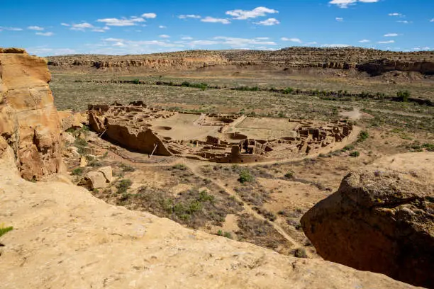 Photo of Cliff view of Pueblo Bonito at Chaco Culture National Historic Park, Chaco Canyon New Mexico