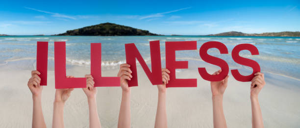 istock People Hands Holding Word Illness, Ocean Background 1216911225
