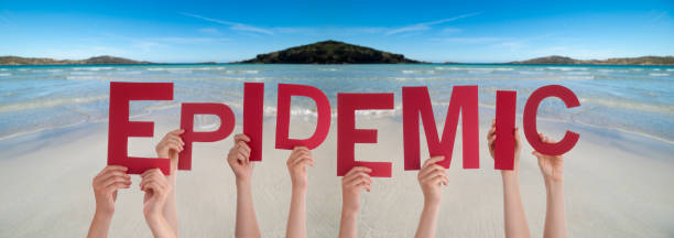 istock People Hands Holding Word Epidemic, Ocean Background 1216911777