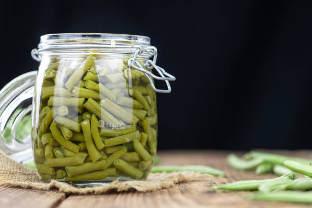 istock Portion of preserved Green Beans (selective focus; close-up shot) 1216914214