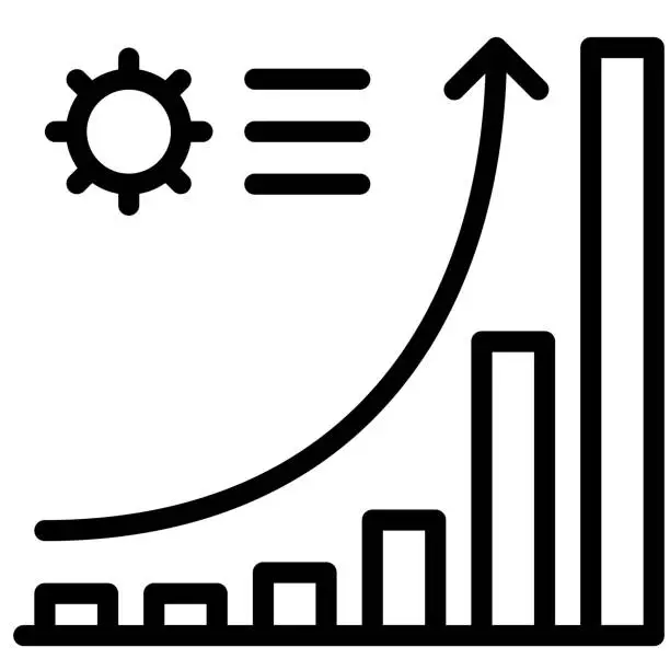 Vector illustration of Coronavirus case charts vector illustration, line style icon