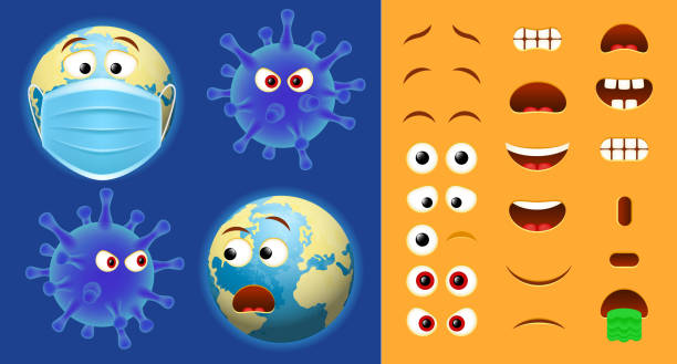 illustrations, cliparts, dessins animés et icônes de pack créateur de virus de corona emoji, illustration vectorielle - huge eyes