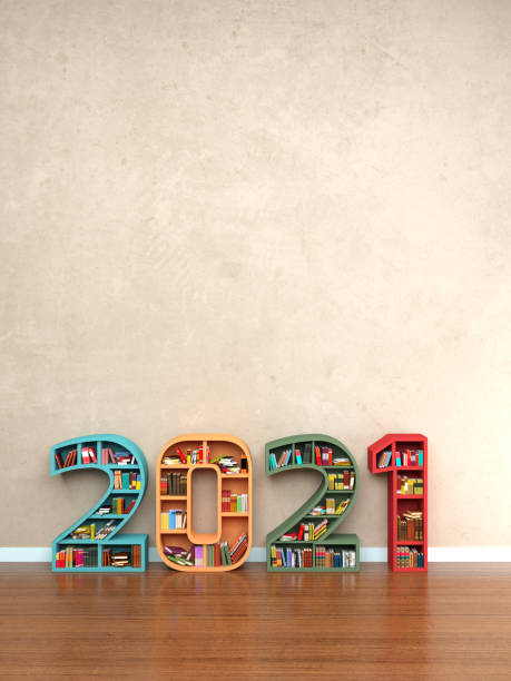 istock New Year 2021 Creative Design Concept with Book Shelf 1216920329