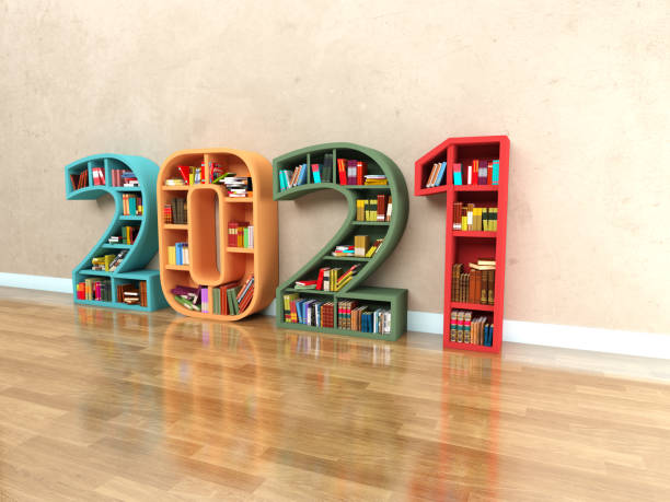 istock New Year 2021 Creative Design Concept with Book Shelf 1216920331