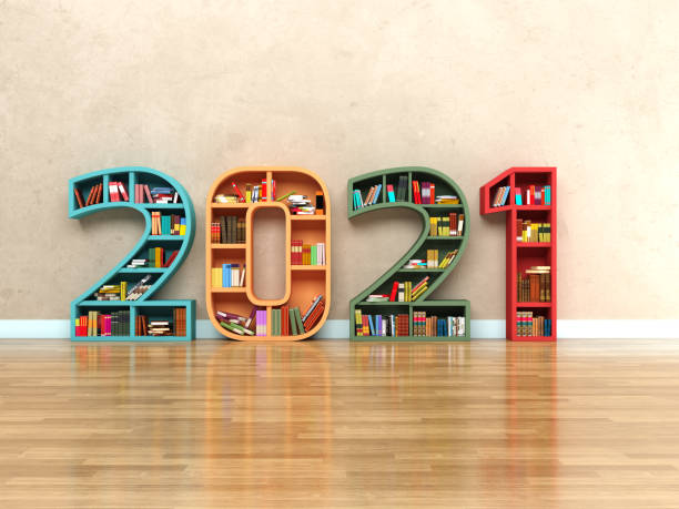 istock New Year 2021 Creative Design Concept with Book Shelf 1216920372