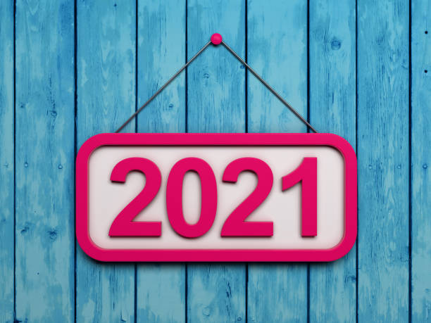 istock New Year 2021 Creative Design Concept with sign board- 3D Rendered Image 1216920563