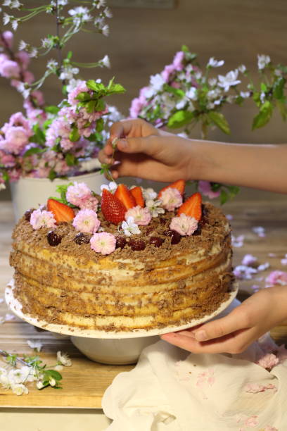 istock Still life with fruit cake on a wooden background 1216923080
