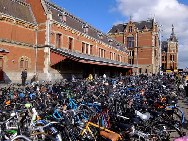 istock Bicycles outside Amsterdam Centraal Station, Netherlands 1216923222