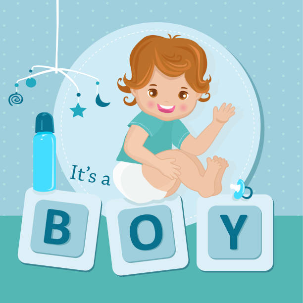 illustrations, cliparts, dessins animés et icônes de c’est une illustration de vecteur de stock de bébé garçon - bébé cubes