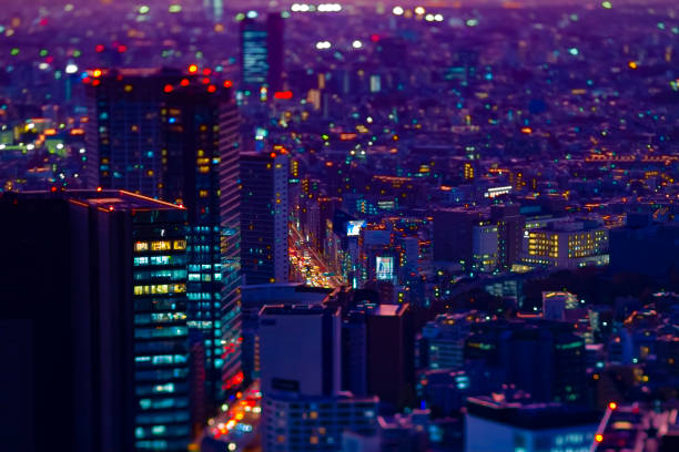 istock A sunset miniature urban cityscape in Tokyo high angle tiltshift 1216931050