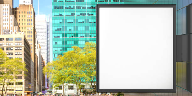 istock Blank billboard square shape for advertising, highrise building background. 3d illustration 1216931793