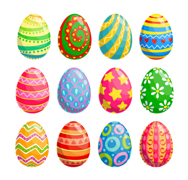 istock Easter egg icons, religion holiday and egghunting 1216932801