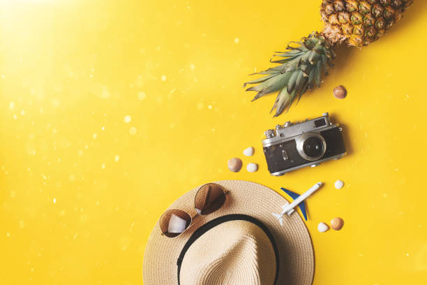 istock Vacation flat lay summer holiday and travel 1216939127