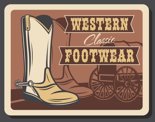 istock Wild West retro poster, Western cowboy footwear 1216940520