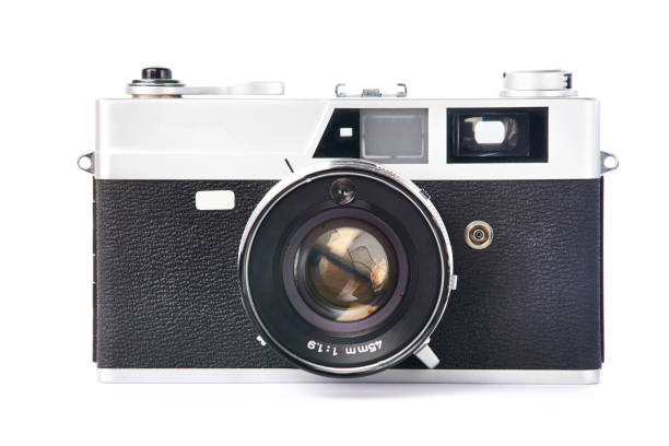 caméra rétro blanc isolé - rangefinder camera photos et images de collection