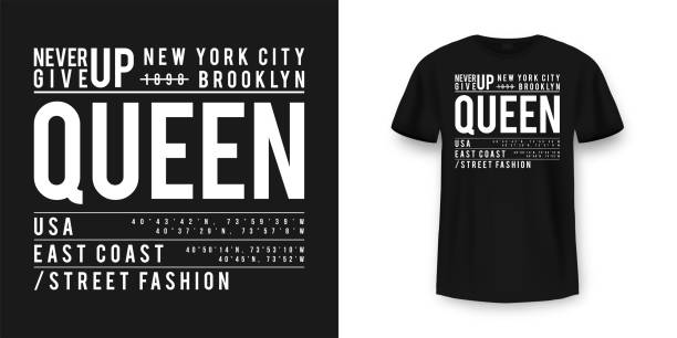 ilustrações de stock, clip art, desenhos animados e ícones de t-shirt graphic design in minimalistic style. new york city typography t shirt and apparel design. urban and authentic print on t-shirt mockup - brooklyn university new york city summer