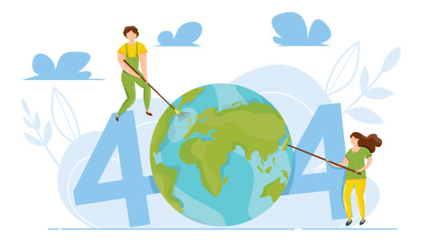 Modern vector illustration of 404 error. Page not found concept. Ecology concept of clean Earth Globe. Disconnection from the internet. Sad people witout connection Modern vector illustration of 404 error. Page not found concept. Ecology concept of clean Earth Globe. Disconnection from the internet. Sad people witout connection. witout stock illustrations
