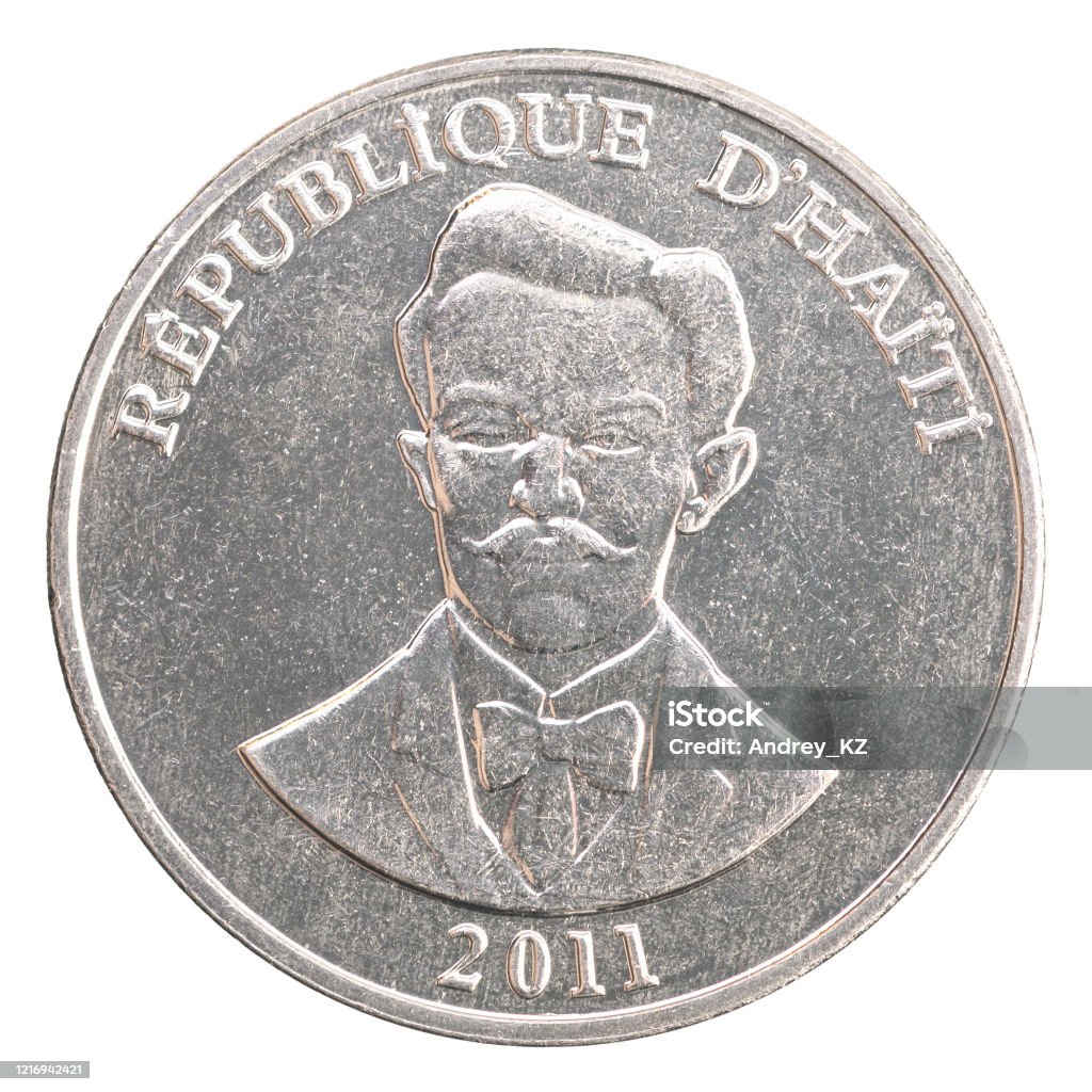 Haitian centime coin Haitian centime with image of portrait of military leader Charlemagne Peralt isolated on white background 2011 Stock Photo