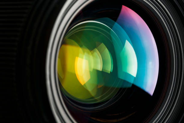 istock A camera lens with a beautiful close-up optical unit as a substrate. 1216943816