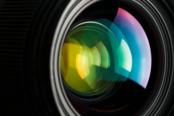 istock A camera lens with a beautiful close-up optical unit as a substrate. 1216944812