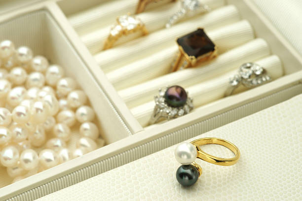 Jewelry in a box stock photo
