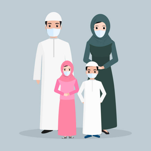 illustrations, cliparts, dessins animés et icônes de les personnes musulmanes utilisant l’icône de masque de visage, illustration arabe d’icône de peuple - inhalation anthrax