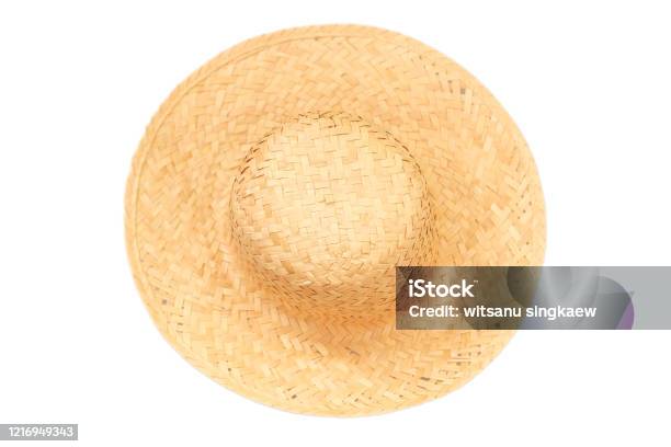 Sun Hat Isolated On White Background Stock Photo - Download Image Now - Straw Hat, Sun Hat, Hat