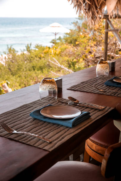 istock Tropical driftwood Restaurant by the beach 1216950547