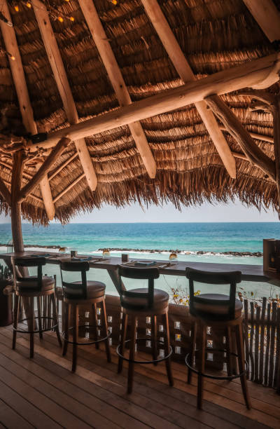 istock Tropical driftwood Restaurant by the beach 1216950555