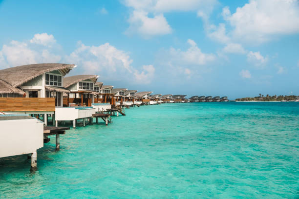 istock Maldives Water Villas at Lagoon 1216950560