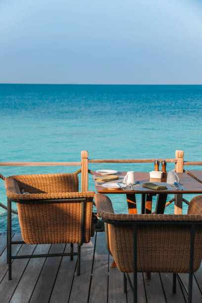 istock Al fresco breakfast restaurant in Maldives 1216950636