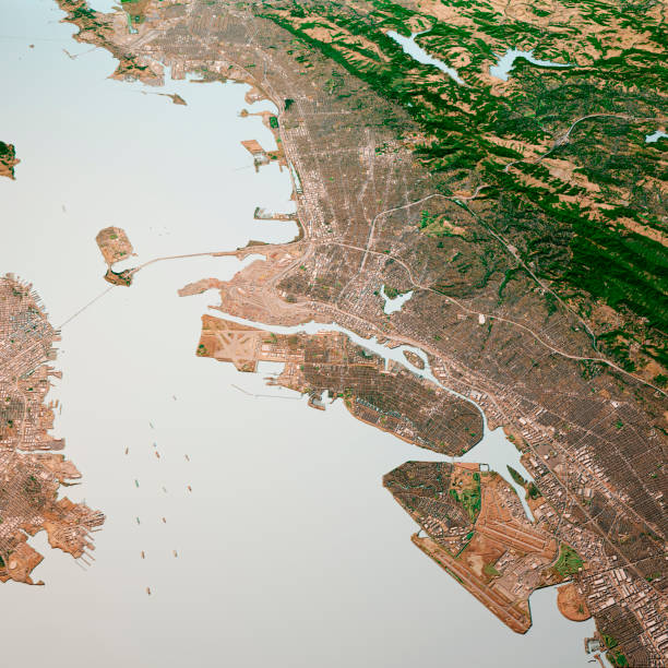 istock Oakland California 3D Render Map Color Top View Oct 2019 1216951447