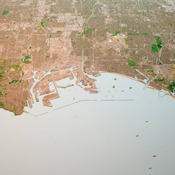 istock Long Beach California 3D Render Map Color Top View Mar 2019 1216951965