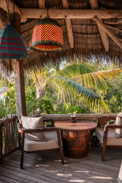 istock Rustic Driftwood Treehouse on tropical Maldives Island 1216955460
